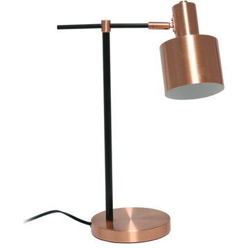 Lalia Home Iron Mid Century Table Lamp in Rose Gold