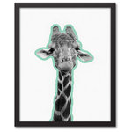 DDCG - Mint Giraffe Framed Canvas, 16"x20" - Add some fun to your home with the Mint Giraffe Framed Canvas. This modern wall art features a black and white giraffe with a mint green outline. Digitally printed with custom-developed inks, this design displays vibrant colors proven not to fade over extended periods of time. Each canvas comes with a hard-black backer board, hinged saw tooth hangers and protective bumpers. Made ready to hang, this framed wall art is durable and lightweight.