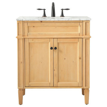 Elegant VF12530NW 30" Single Bathroom Vanity, Natural Wood
