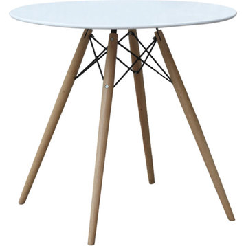 Fine Mod Imports WoodLeg Dining Table 29" Fiberglass Top, White