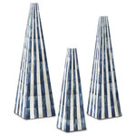 Currey and Company - Currey and Company 1200-0197 Ossian - 18" Obelisk (Set of 3) - Simplifying the classically formal shape of the obOssian 18" Obelisk ( White/Blue *UL Approved: YES Energy Star Qualified: n/a ADA Certified: n/a  *Number of Lights:   *Bulb Included:No *Bulb Type:No *Finish Type:White/Blue