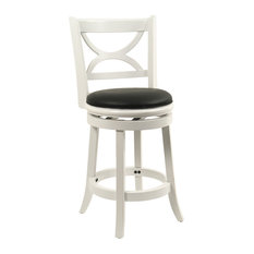 Boraam Industries, Inc. - Boraam Florence Swivel Stool in Distressed White - 24 Inch - Bar Stools and Counter Stools
