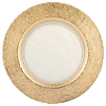 13" Gold Leaf Glass Charger Plate
