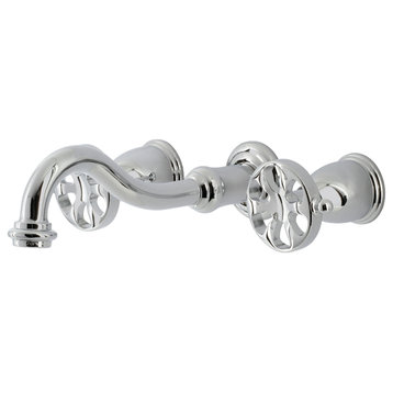 Kingston Brass KS3121RX Belknap Two-Handle Wall Mount Bathroom Faucet, Chrome