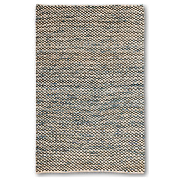Hand-knotted Blue & Ivory Ombre Jute Rug by Tufty Home, 9x12