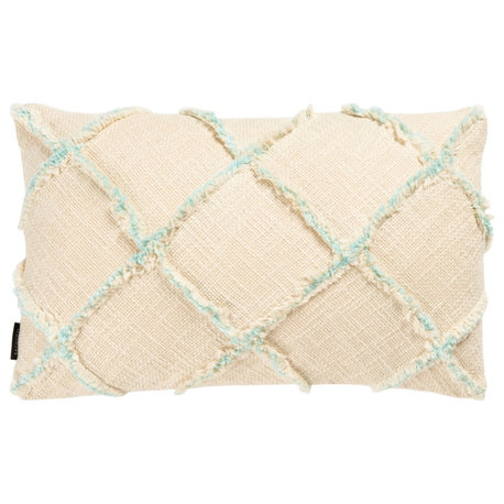 Safavieh Ashlin Pillow Beige/Teal 20" X 12"