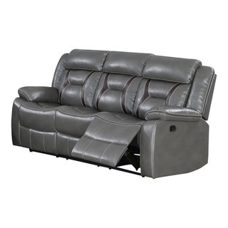 Benzara BM232627 80 Inches Leatherette Motion Sofa With Pillow