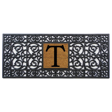 Rubber Monogram Doormat 17"x41", Letter T