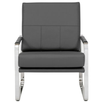 Allure Modern Accent Arm Chair in Blended Leather and Chrome
