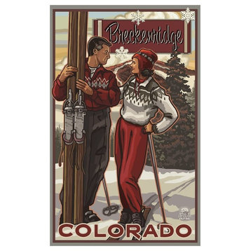 Paul A. Lanquist Breckenridge Colorado Classic Skiers Art Print, 12"x18"