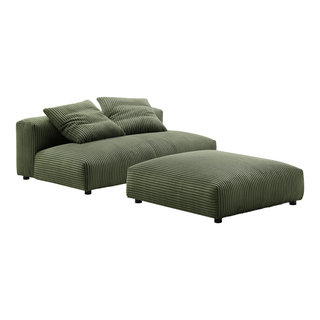 Solace Modular Corduroy Upholstered Armless Loveseat