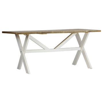 Highland Distressed White Solid Reclaimed Wood Dining Table