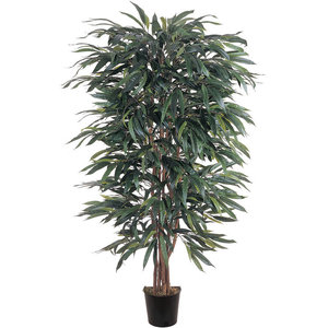 Vickerman Christmas Trees TBU0240-06 Ficus Variegated Bush Tree in Pot 4-Feet Green//White