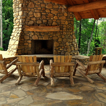 Locust Picnic Table and Adirondack Chairs