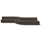 Meridian Furniture - Arc Boucle Fabric Upholstered 8-Pc. S-Shaped Modular Sectional, Brown - Give your living room or den the perfect blend of style and versatility with this Arc boucle fabric curved modular Sectional. Part of the Arc modular furniture collection, this Sectional comes upholstered in rich brown boucle fabric and features deep channel tufting that adds a touch of luxury while enhancing comfort and support. A seamless combination of form and function, this chair can be used with other Arc pieces to create a myriad of configurations in your well-curated room.
