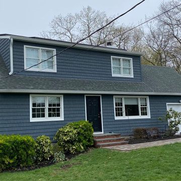 Greenlawn Siding - Midnight Blue Shakes with Dutch Lap | Alpha Windows & Siding