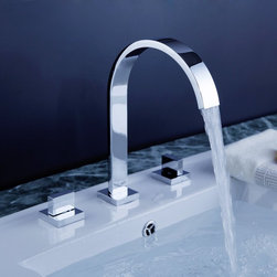 Two Handles Square Bath Mixer Taps Widespread Waterfall Bathroom Sink Faucet Bat - Products