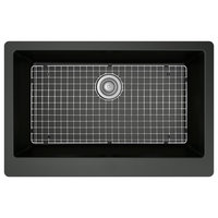 Karran All-in-One Farmhouse Quartz 34" Single Bowl Sink, Black With Faucet