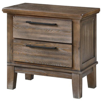 Furniture Cagney Solid Wood 2-Drawer Nightstand in Vintage Brown