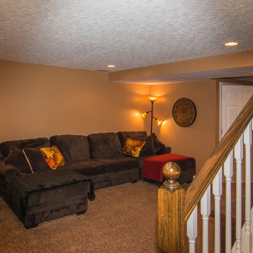 Finished basement with exercise area and small bath in Wexford, PA
