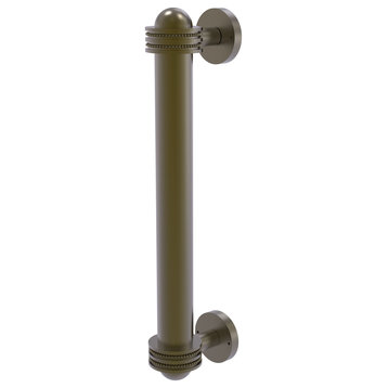 8" Door Pull With Dotted Accents, Antique Brass