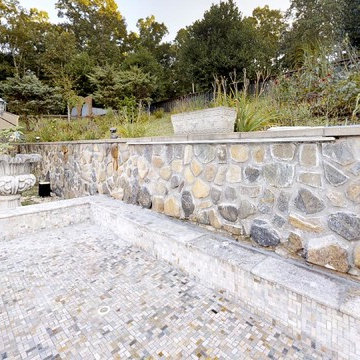 Silver Travertine Pool Coping, Tile and Spa Remodel