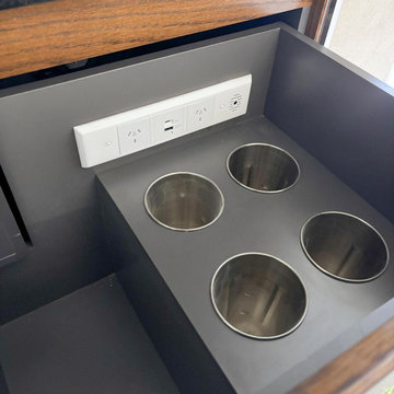 Contemporary Bathroom Vanity with In-Drawer Hot Tool Storage