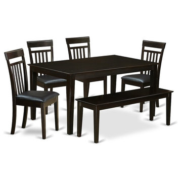 6 PC Dining Room Set-Top Kitchen Table And 4 Kitchen Chairs Plus 1 Dining Bench