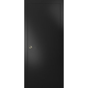 Pocket Door 28x80 | Planum 0010 Black Matte | Frames Kit Hardware Sliding