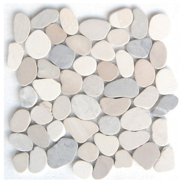 Multicolor 12x12 Interlocking Natural Pebble Tile, 10 Sheets