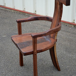 Curvy Backed Walnut Arm Chair - Dining Chairs