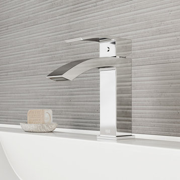 VIGO Satro Single Lever Single Hole Bathroom Sink Faucet, Chrome