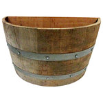 Master Garden Products - Oak Wood Quarter Wine Barrel Planter, 26"W x 14"L x 18"H - These wine barrel planters are designed to be placed against any kind of wall or structures allowing you to accentuate your garden. We use authentic oak wood wine barrels with quality and value in mind for your gardening needs. Unlike whiskey barrels, classic wine barrels are much better built, and wrapped with three galvanized steel bands to prevent rust which are seen frequently in whiskey barrels. Planters are made of all oak wood barrel front and bottom with a cedar wood back. A wonderful addition to your home and garden.