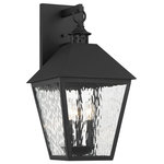 Savoy House - Harrison Matte Black 3-Light Outdoor Sconce, 11x22 - This Savoy House Harrison 3-light outdoor wall lantern helps you greet your guests in style with a bold first impression. The lantern has a square, traditional style structure with pierced metal detailing, a generously sized backplate and a classic black finish. The panes of clear water glass used here are highly textured on the inside, but smooth on the outside, creating a look that is equally beautiful whether the lights are on or off. Use this lantern beside your front and side doors or above your garage door. This fixture is 11" wide and 21.5" tall. It extends 12" from the wall. Uses 3 candelabra size bulbs of up to 40 watts each (not included).