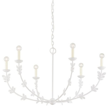 6 Light Chandelier In Whimsical Style-22 Inches Tall and 40 Inches Wide-White