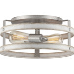 Progress Lighting - Gulliver 2-Light Whitewashed Farmhouse Flush Mount Ceiling Light - Cultivate an up-to-date country charm with the Gulliver Collection 2-Light Whitewashed Farmhouse Flush Mount Ceiling Light. Light sources exude a comforting country glow as they peek through the circular bands of the open-cage design. The circular bands are constructed from a faux-wood coated in a whitewashed finish accented by a galvanized ceiling plate and metal details for perfect modern rustic character. For ideal illumination, use 2 medium base bulbs that are sold separately (60w max - LED/CFL/incandescent). The ceiling light is compatible with dimmable bulbs. Incorporate clear light bulbs for a pinch of contemporary shine or opt for vintage bulbs to enhance the light fixture's rustic demeanor. The flush mount's rustic design is ideal for any hallway, stairwell, entryway, closet, pantry, kitchen, or sitting room in coastal and farmhouse style settings. It's time to breathe new life into the mundane every day with timeless and truly transformative lighting. Make your purchase today to begin your journey to a whole new lighting experience. Progress Lighting products are designed for exceptional quality, reliability, and functionality.