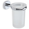 Wall Mounted Frosted Glass Toothbrush Holder With Brass Mounting, Chrome
