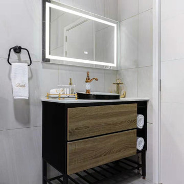 Freestanding Metal Base Vanity & Illuminated LED Mirror Bathroom