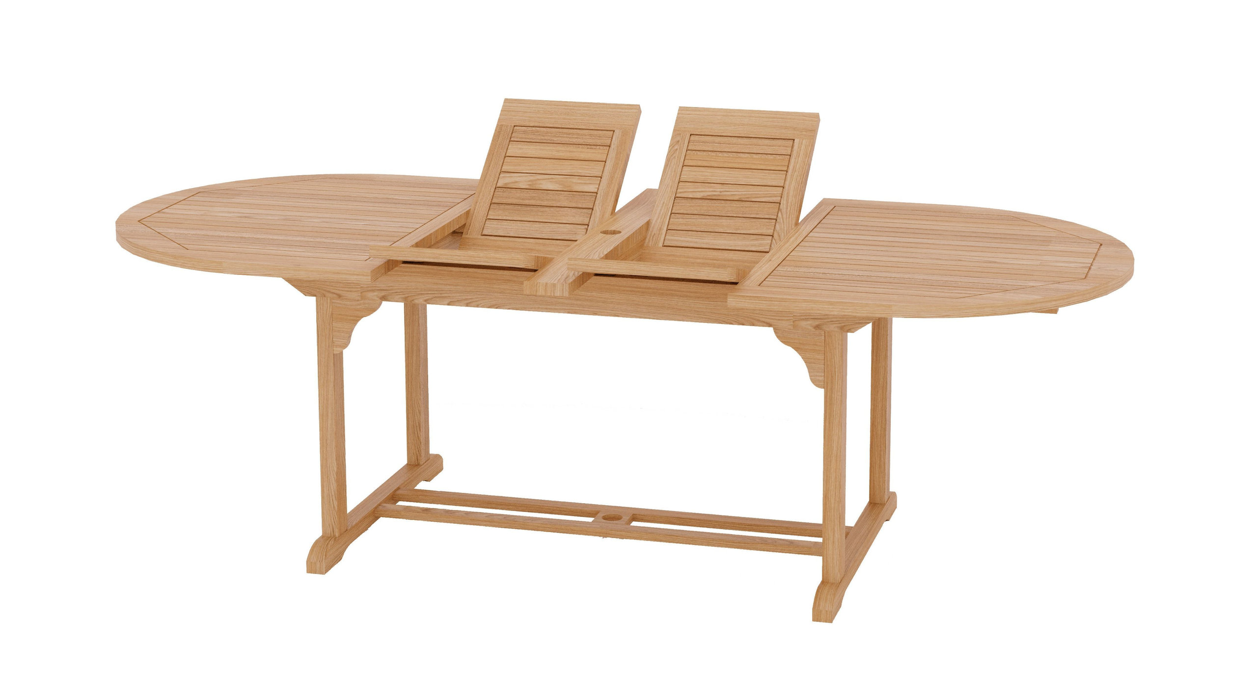 January Oval Teak Outdoor Dining Table with Built-In Extension and ...