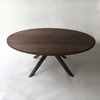 Contemporary Solid Walnut Round Dining Table With Modern Sculptural Walnut Legs