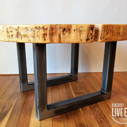 Round Coffee Table- Live Edge- Industrial- Tree Slice- Log- Rustic - Coffee Tables
