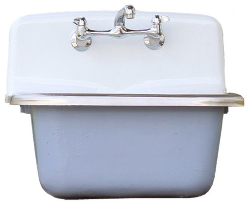 Wall Mount Install Not Using The Drain Leg Deep Vintage Style Wall Utility Sink Cast Iron Orig Porcelain Wdgewood Blue Set More Info