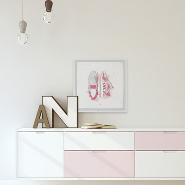 "Pink Sneakers" Framed Painting Print