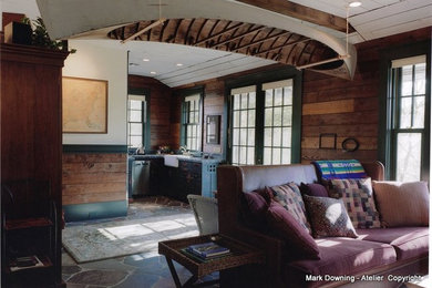 Elegant living room photo in Portland