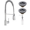 Keeney Double Strainer Kitchen Kit with Commercial Style Faucet, Polished Chrome
