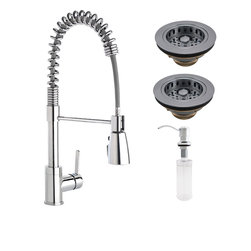 Keeney - Keeney Double Strainer Kitchen Kit with Commercial Style Faucet, Polished Chrome - Kitchen Faucets