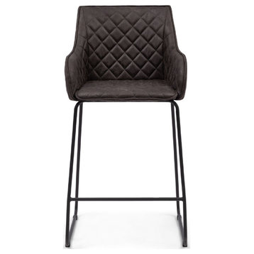 Quilted Leather Counter Stool | Rivi√®ra Maison Frisco Drive, Black