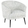 Tania Accent Chair, Black Steel, Light Green Zebra Fabric