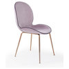 Modrest Wendy Modern Pink Velvet and Rosegold Dining Chair, Set of 2