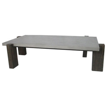 Modrest Milton Solid Wood & Concrete Coffee Table in Dark Gray